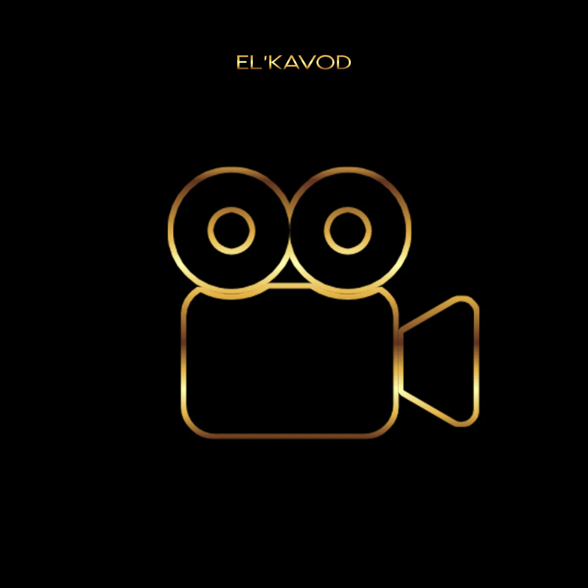 Gold line icon of a video camera
