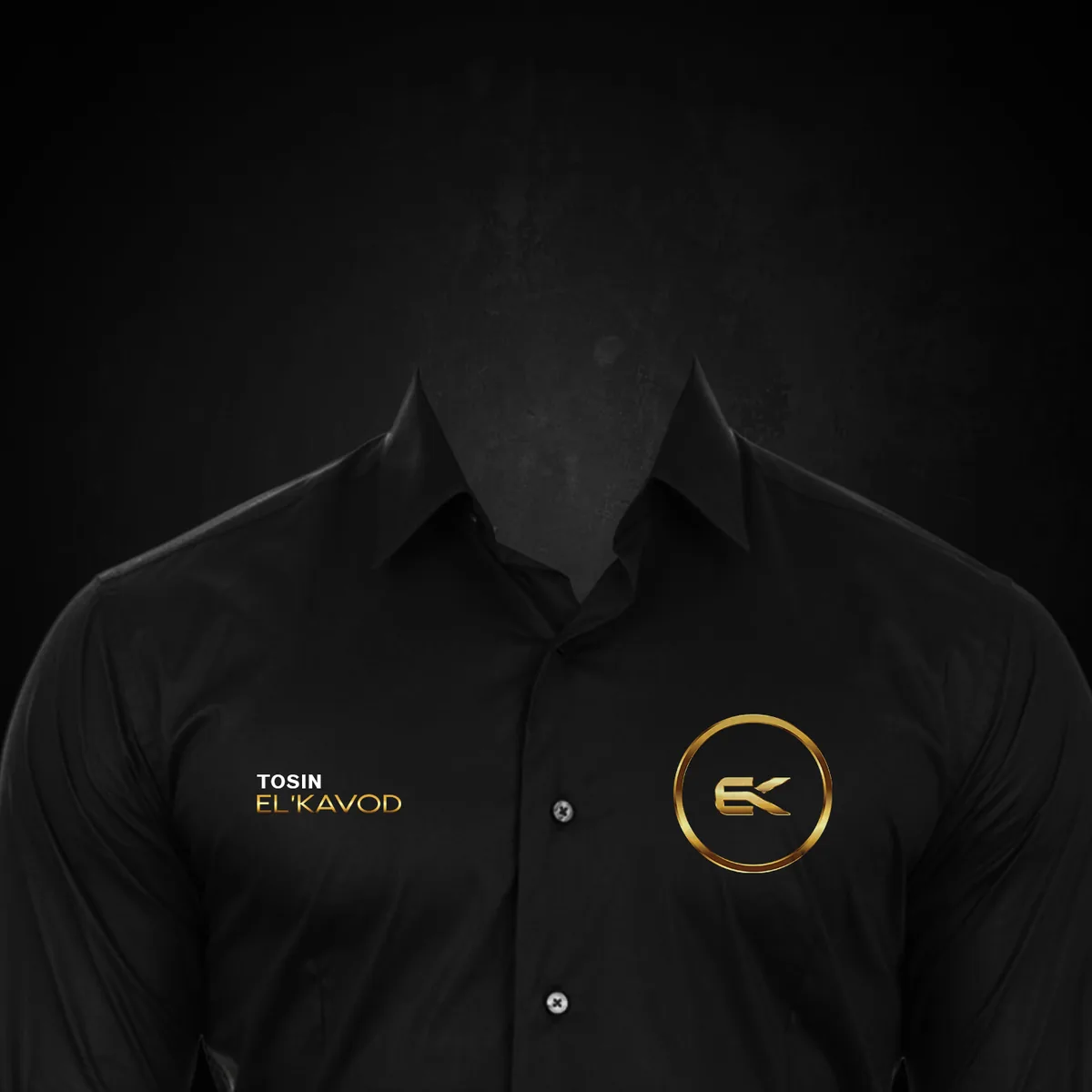 Black shirt with gold El'Kavod logo