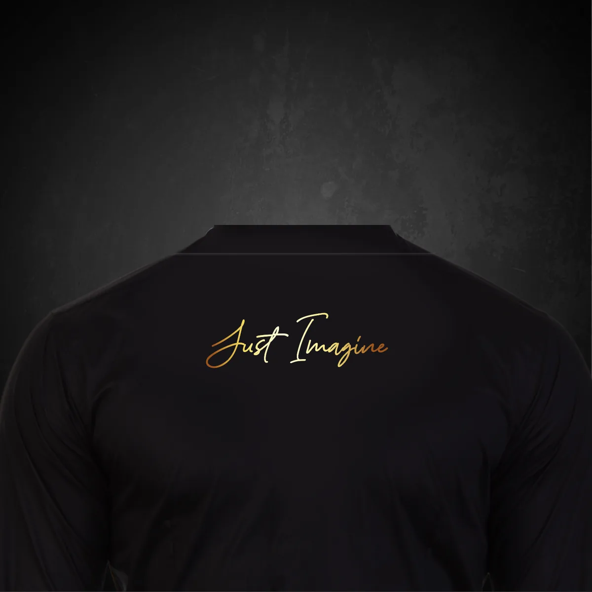 Shirt back with Just Imagine script
