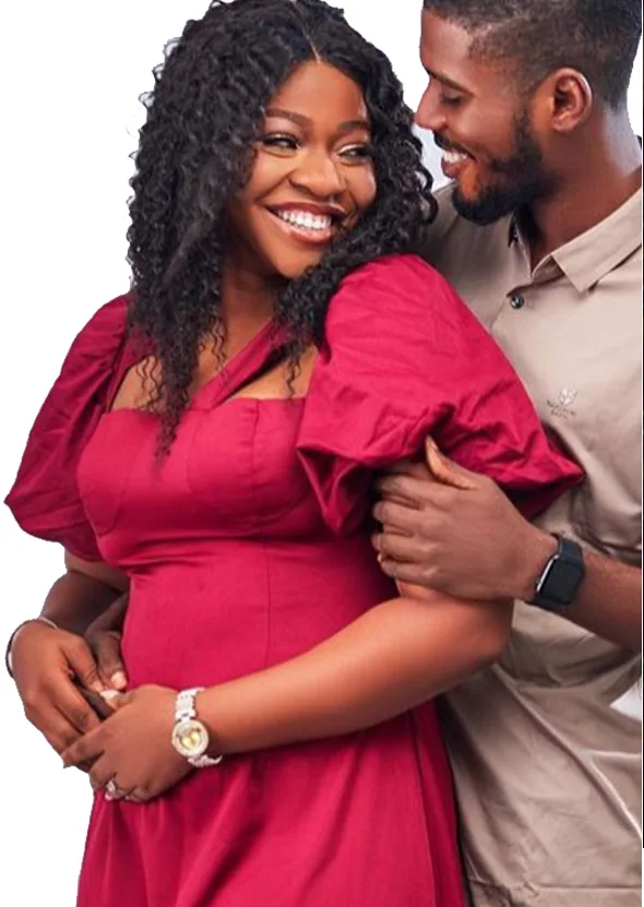 Pre-wedding portrait of a smiling couple
